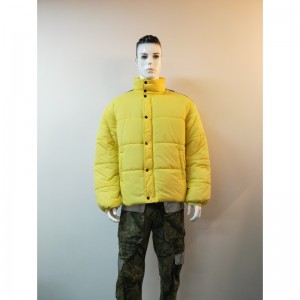 Jacheta din puf cu guler de culoare galbenă RLMPC0011