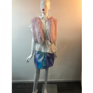 LADIES 'PINK SHORT FUR GILET RLWF0014